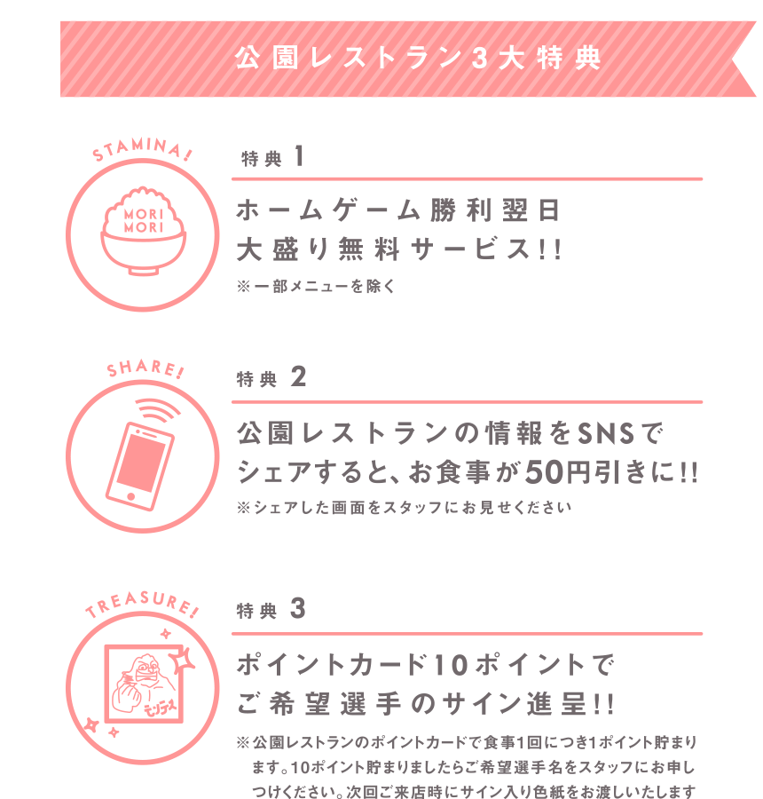 公園レストラン3大特典